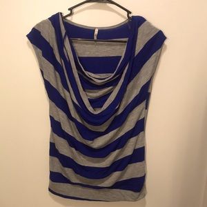 Blue and Gray Sleeveless Top